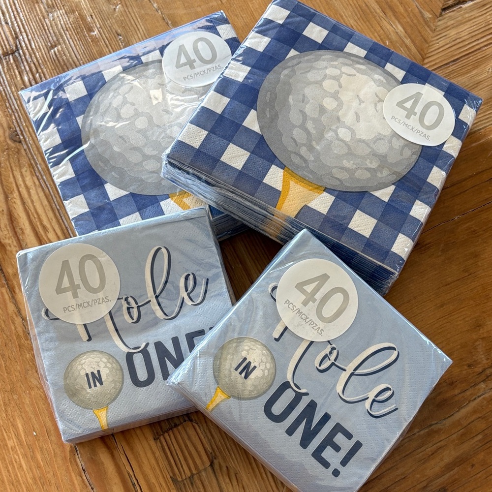 NEW Golf Theme Blue Party Napkins Bundle 4 packs- 40 Count each 160 total